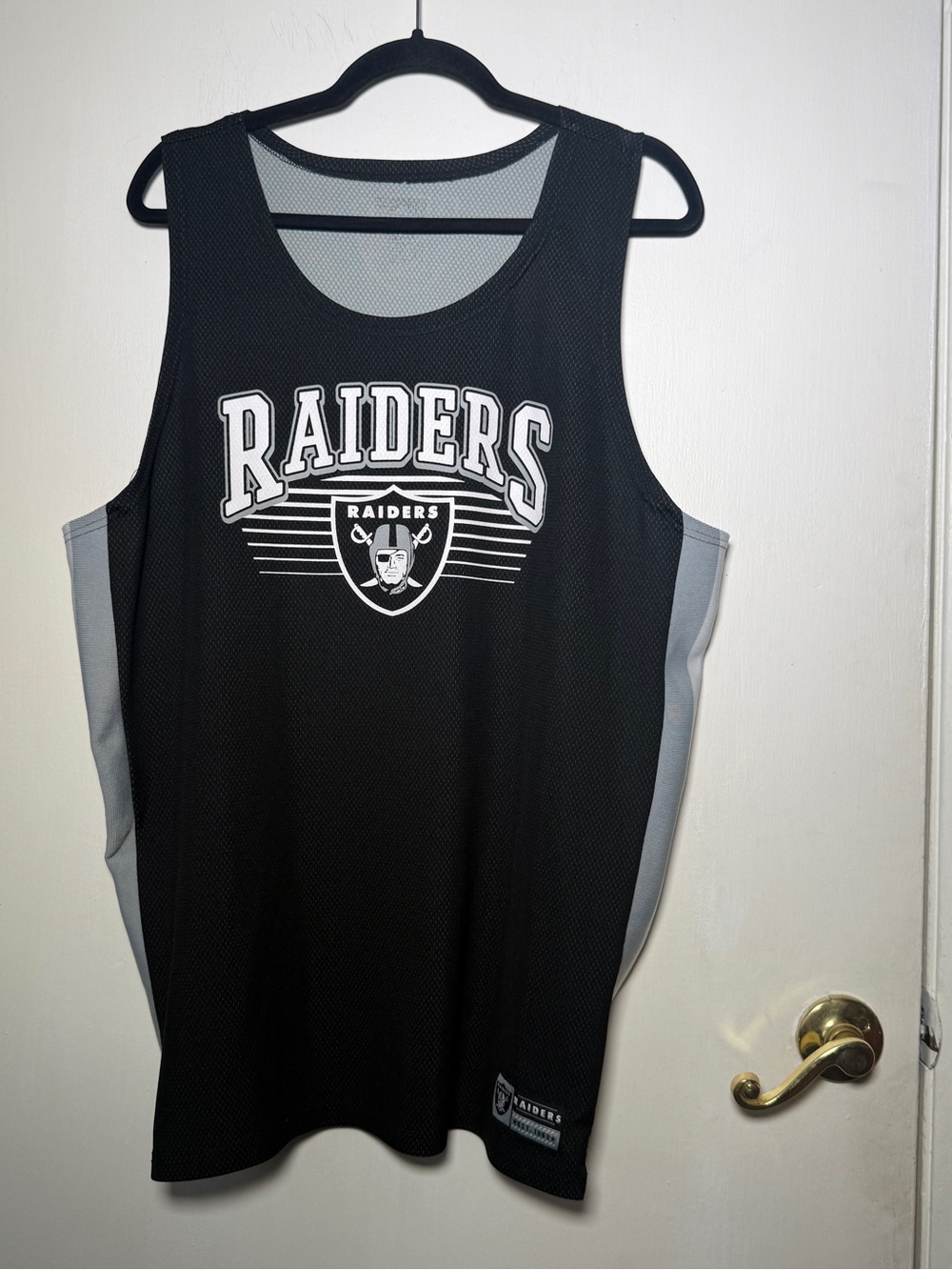 Raiders NFL Football Mesh Basketball Jersey Tank- Silver and Black Mens 2XL
